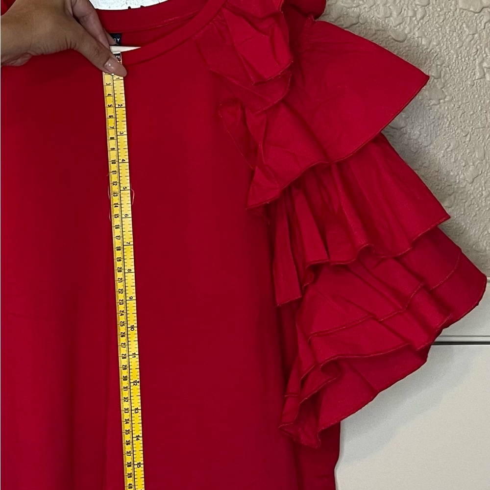 Red Ruffled Top - Picture 3 of 4